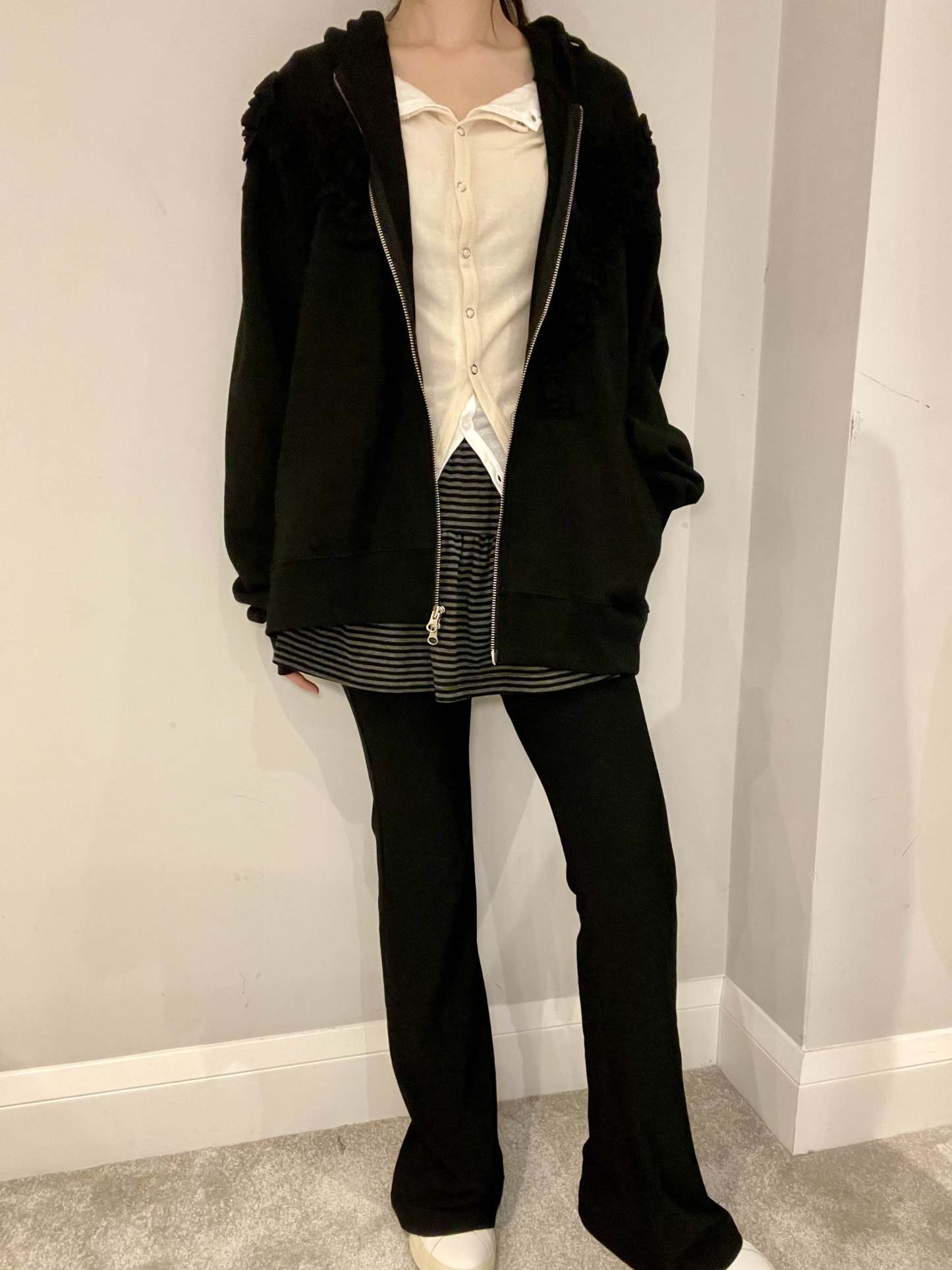 Oversized Rose Frill Hoodie