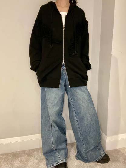 Oversized Rose Frill Hoodie