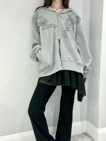 Oversized Rose Frill Hoodie