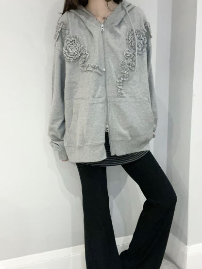Oversized Rose Frill Hoodie