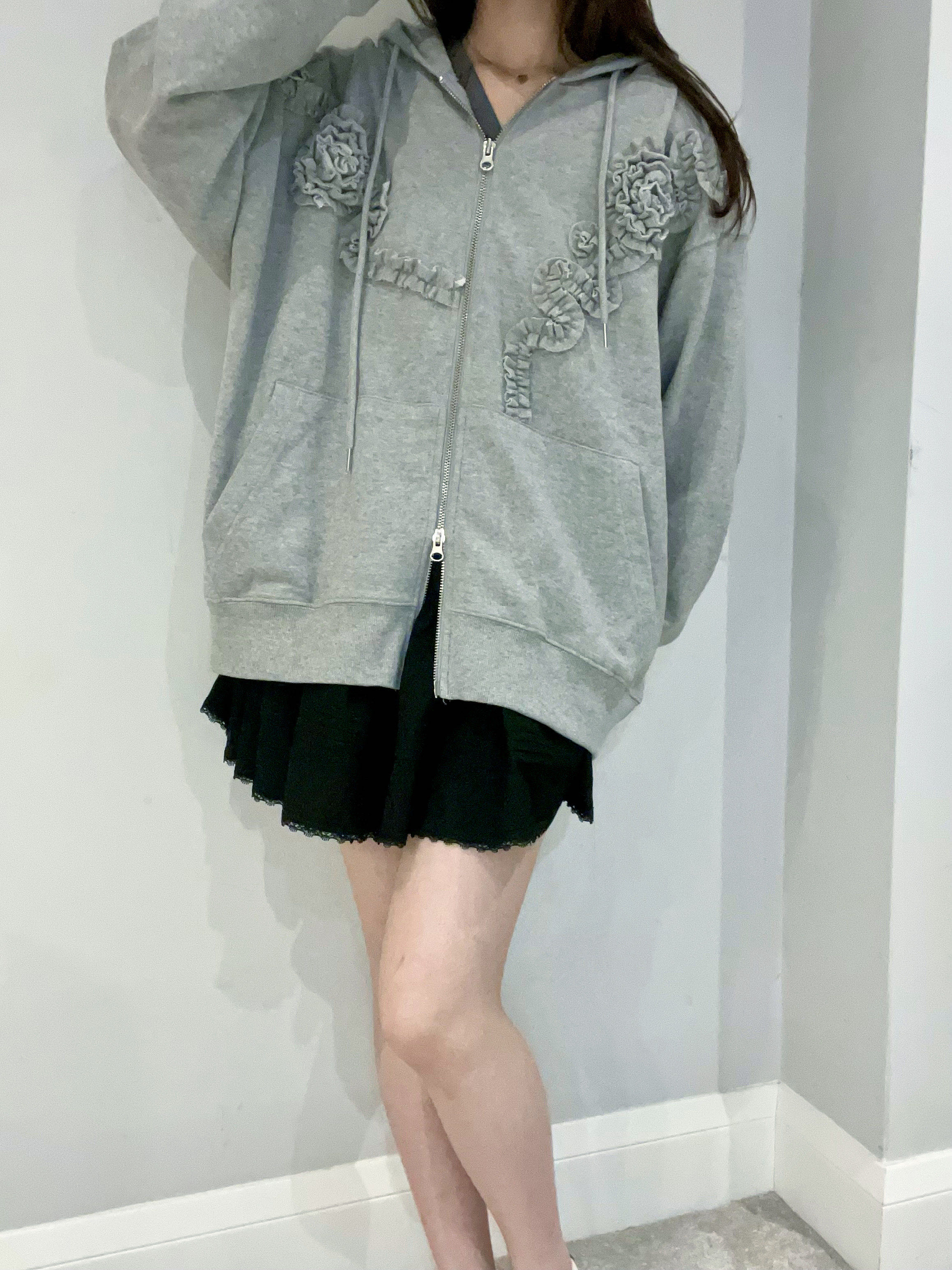 Oversized Rose Frill Hoodie