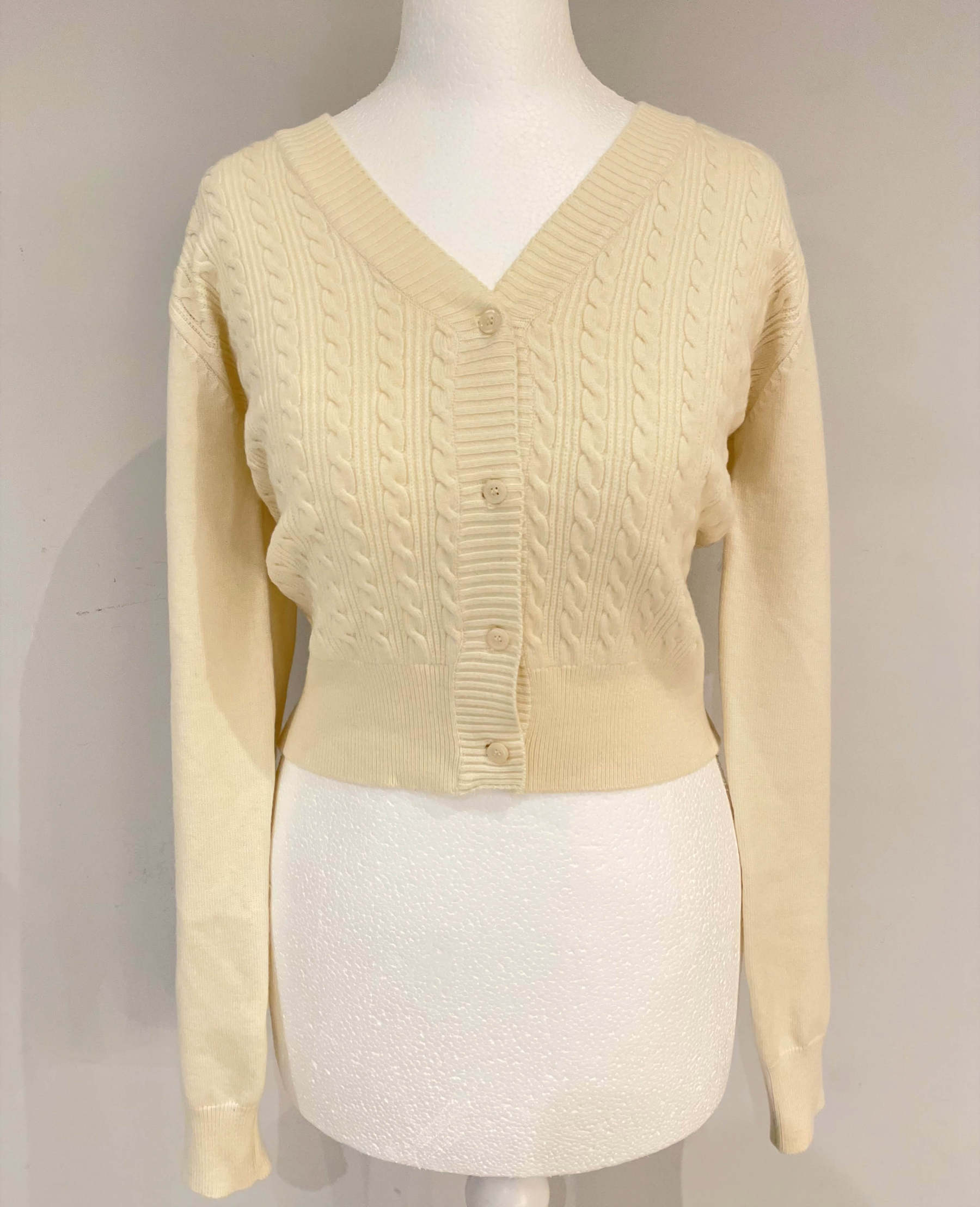 C1605 Basic Cable Knit Cardigan