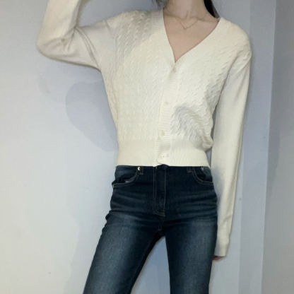 C1605 Basic Cable Knit Cardigan