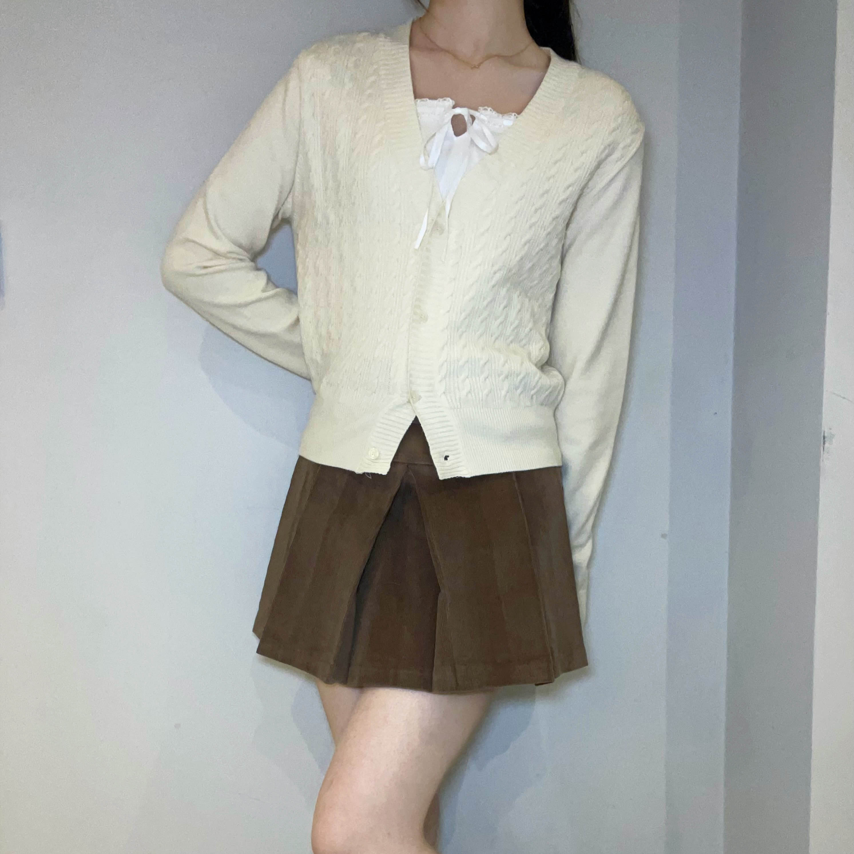 C1605 Basic Cable Knit Cardigan