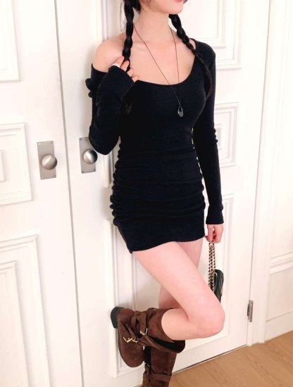[Preorder 1st Drop Price] C2003 Midnight Shirred Mini Dress