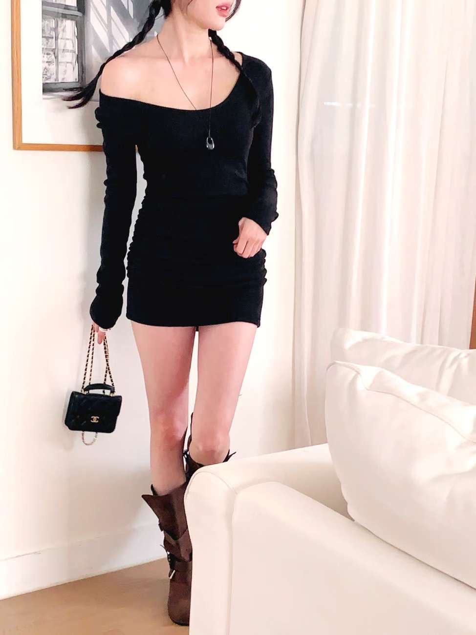 [Preorder 1st Drop Price] C2003 Midnight Shirred Mini Dress