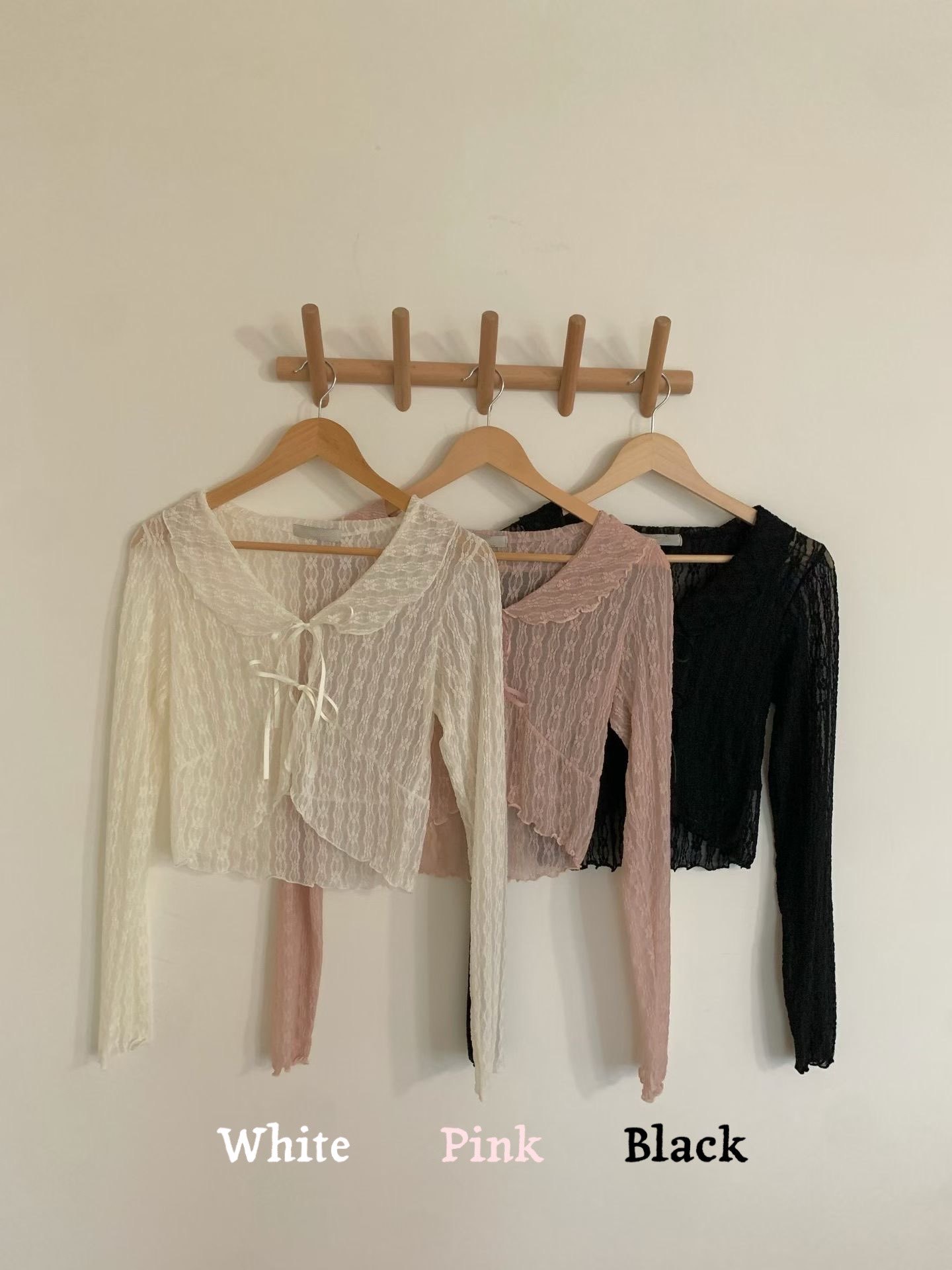 [Preorder 1st Drop Price] C2201 Ribbon Sheer Lace Cardigan