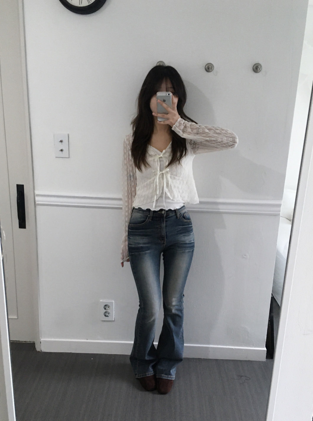 [Preorder 1st Drop Price] C2201 Ribbon Sheer Lace Cardigan