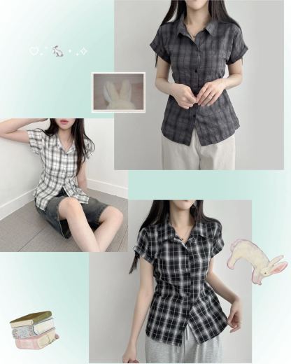 [Preorder 1st Drop Price] C309 Backtie Check Blouse