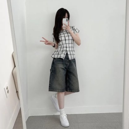 [Preorder 1st Drop Price] C309 Backtie Check Blouse