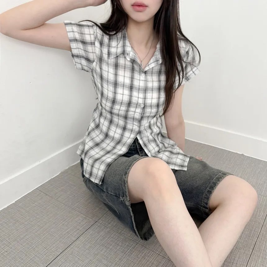 [Preorder 1st Drop Price] C309 Backtie Check Blouse
