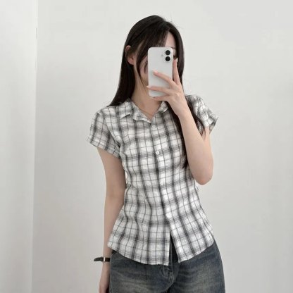 [Preorder 1st Drop Price] C309 Backtie Check Blouse