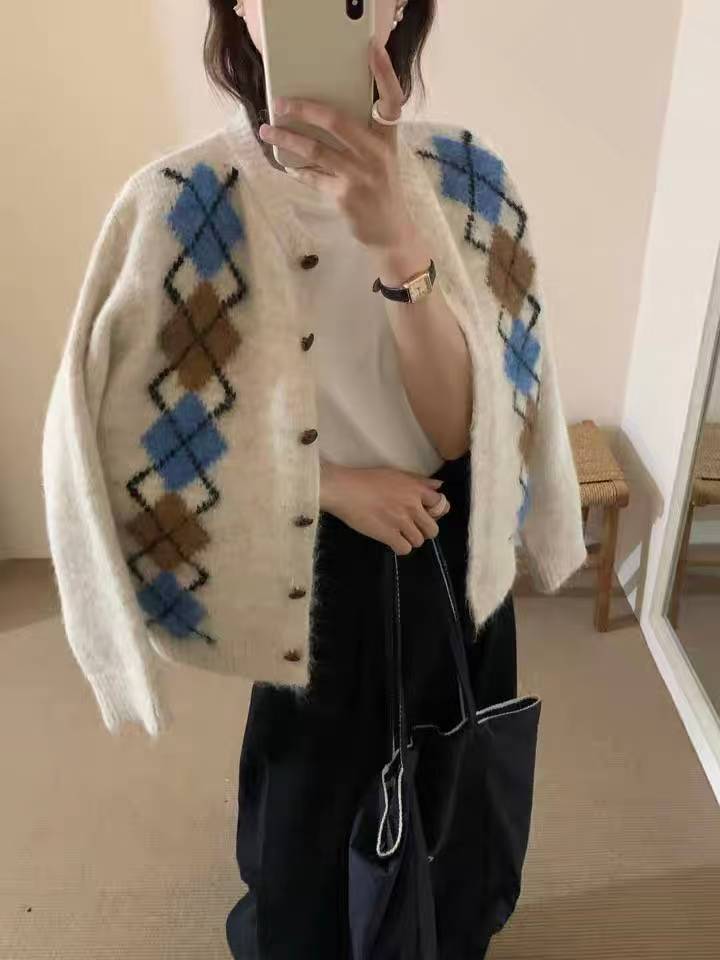 [Preorder 1st Drop Price] C3106 Mosaic Knit Cardigan