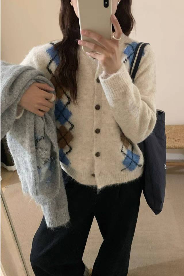 [Preorder 1st Drop Price] C3106 Mosaic Knit Cardigan