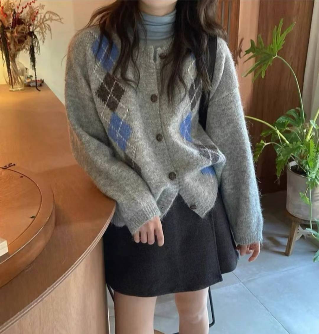 [Preorder 1st Drop Price] C3106 Mosaic Knit Cardigan