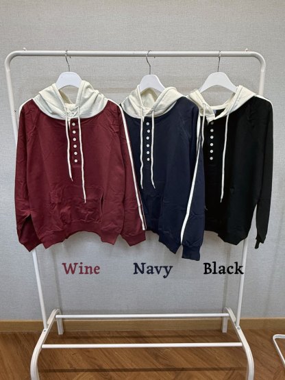 [Preorder 1st Drop Price] C3319 Crimson Henley Hoodie