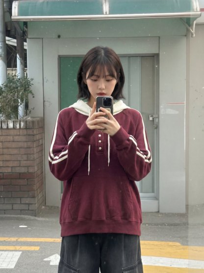 [Preorder 1st Drop Price] C3319 Crimson Henley Hoodie