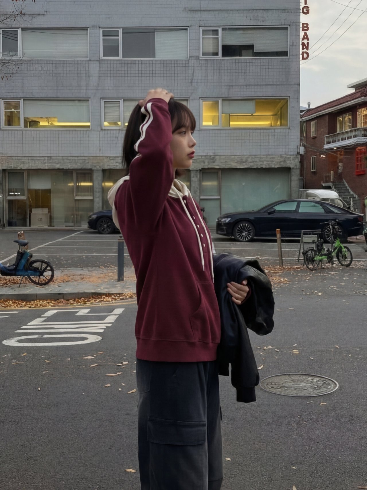 [Preorder 1st Drop Price] C3319 Crimson Henley Hoodie