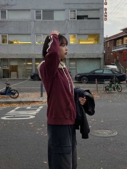 [Preorder 1st Drop Price] C3319 Crimson Henley Hoodie