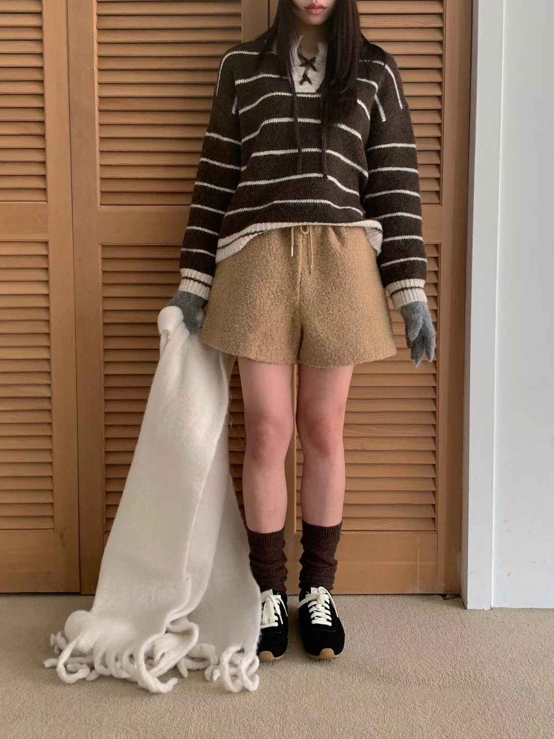 [WEBSITE EXCLUSIVE] C3503 Ribboned Stripe Knit Sweater