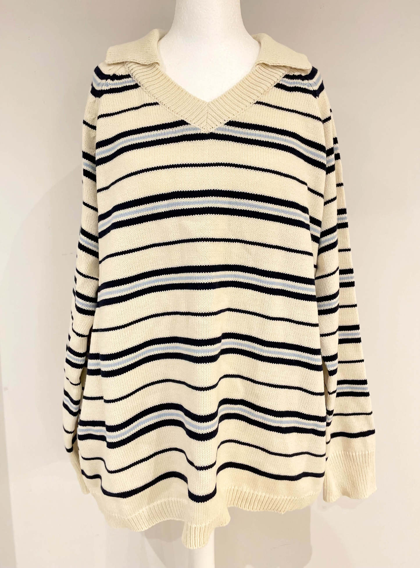 C3701 Cozy Stripe V-Neck Knit