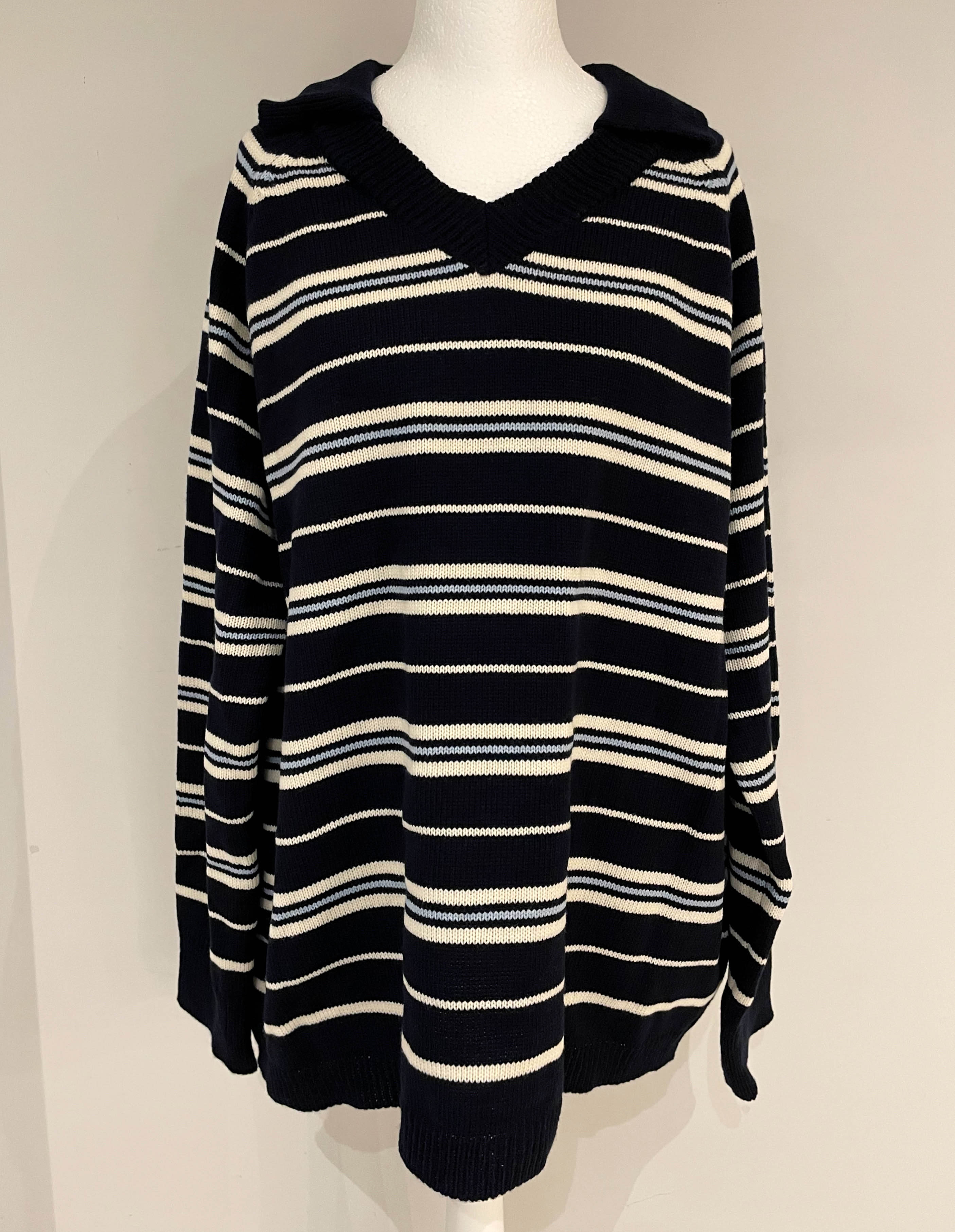 C3701 Cozy Stripe V-Neck Knit