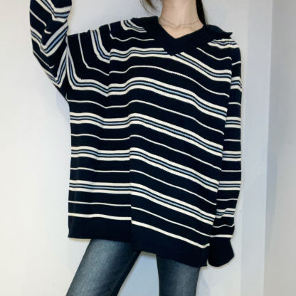 C3701 Cozy Stripe V-Neck Knit