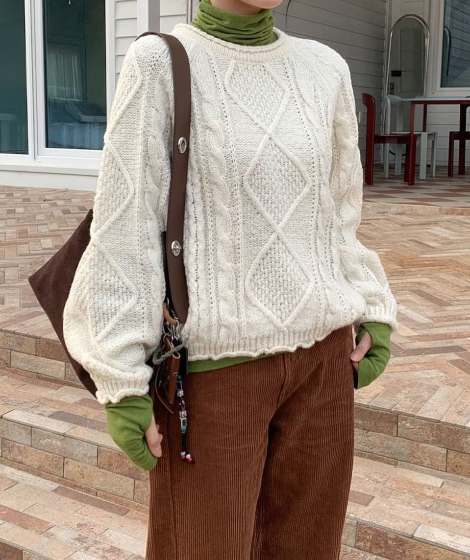 [Preorder 1st Drop Price] C3705 Cable Raglan Knit Sweater