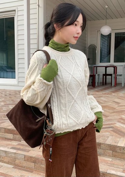 [Preorder 1st Drop Price] C3705 Cable Raglan Knit Sweater