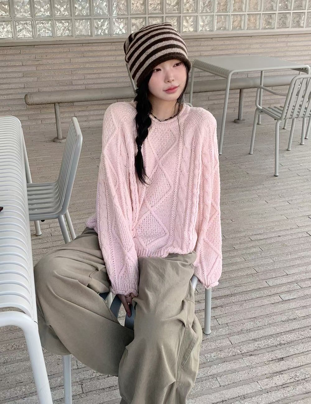 [Preorder 1st Drop Price] C3705 Cable Raglan Knit Sweater