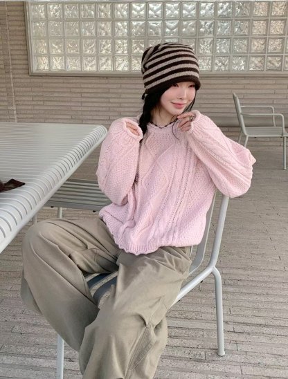 [Preorder 1st Drop Price] C3705 Cable Raglan Knit Sweater