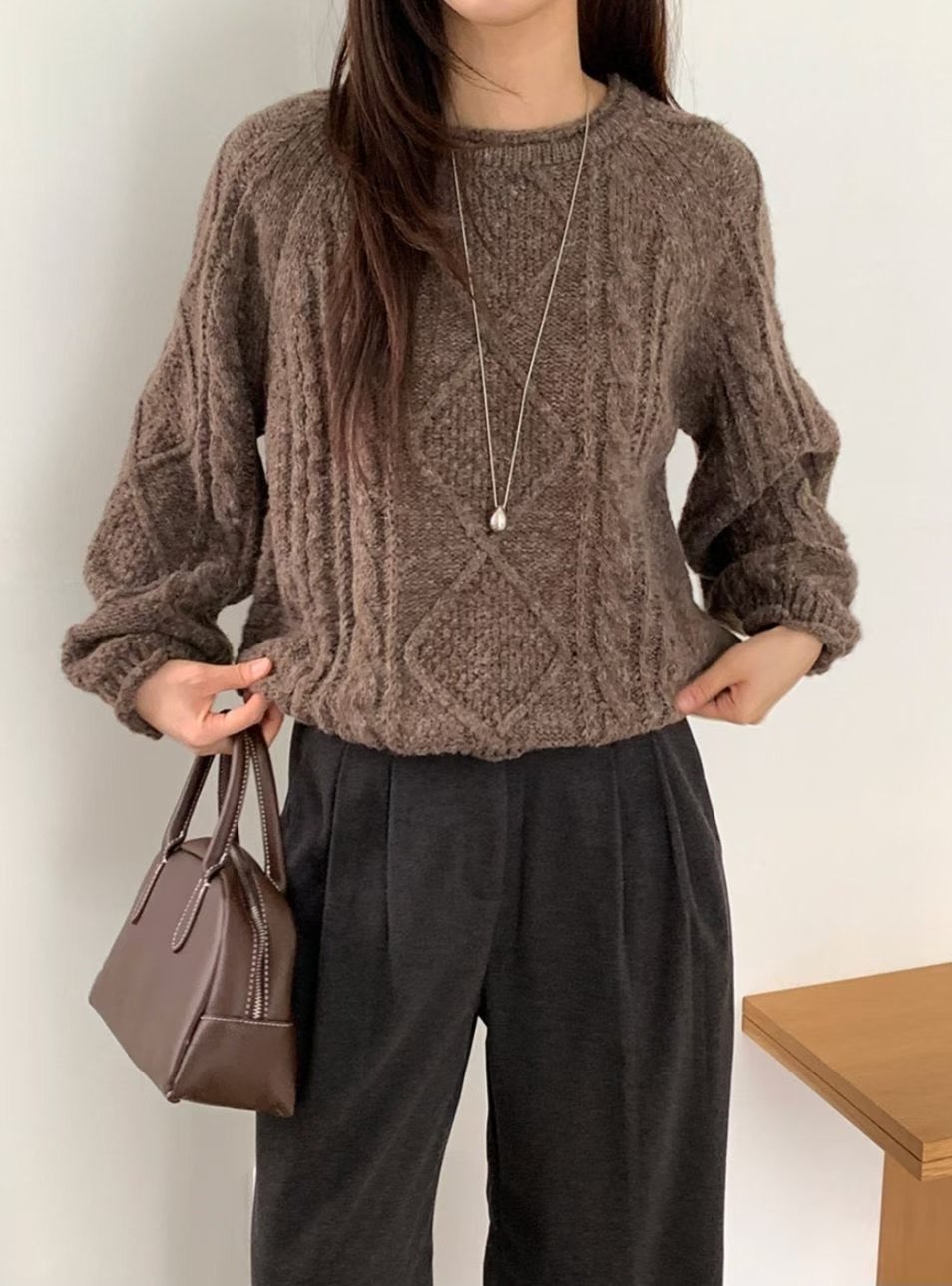 [Preorder 1st Drop Price] C3705 Cable Raglan Knit Sweater