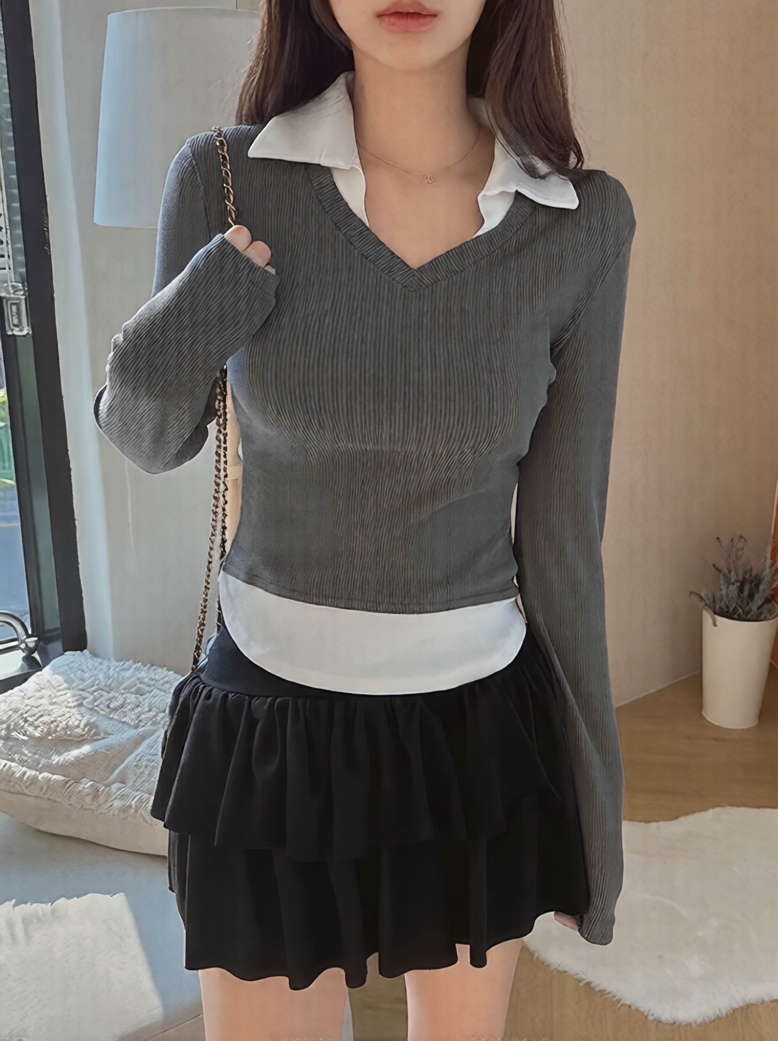 [Preorder 1st Drop Price] C504 Preppy Layered Top