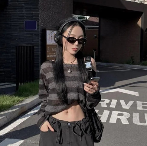 [Preorder 1st Drop Price] C604 Afterdark Striped Top