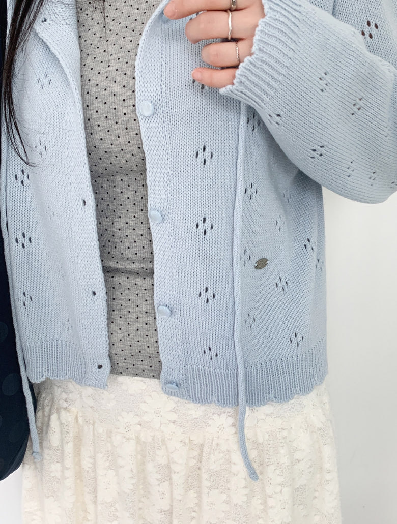 [Preorder 1st Drop Price] C702 Eyelet Pointelle Cardigan