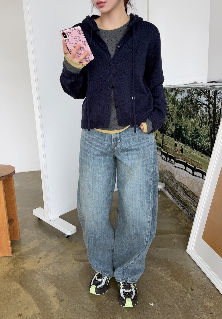 [Preorder 1st Drop Price] C702 Eyelet Pointelle Cardigan