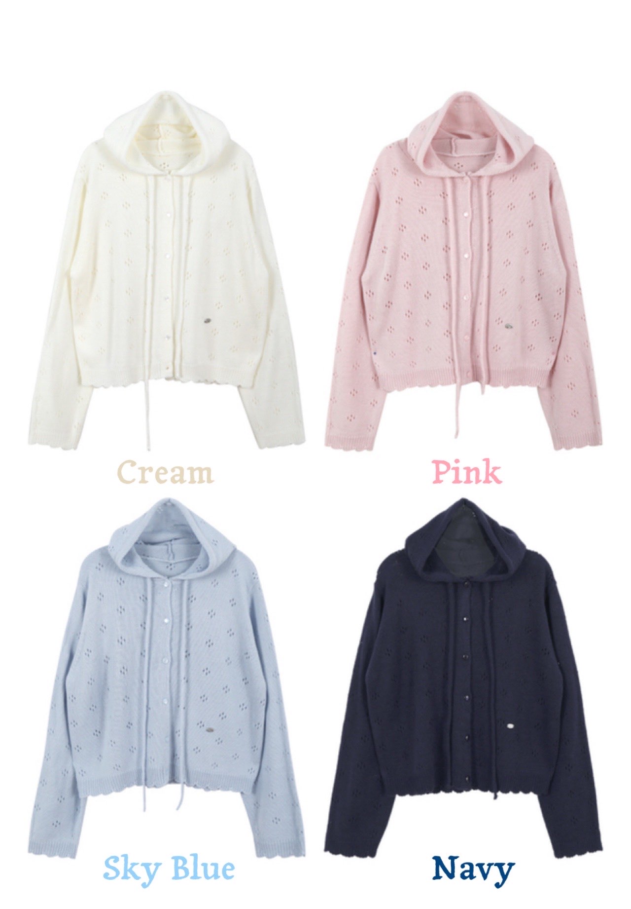 [Preorder 1st Drop Price] C702 Eyelet Pointelle Cardigan