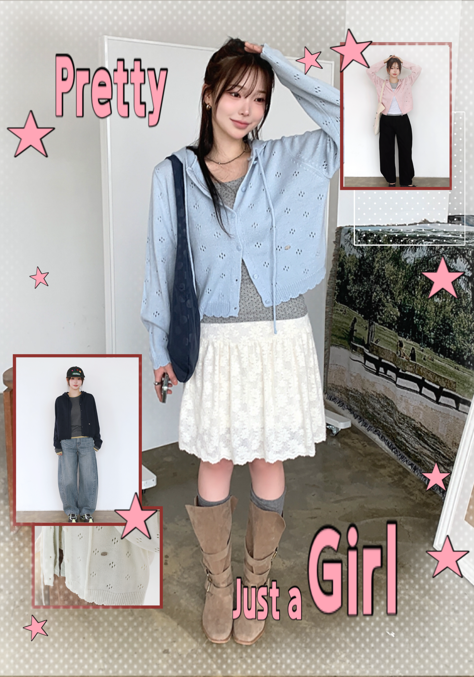 [Preorder 1st Drop Price] C702 Eyelet Pointelle Cardigan