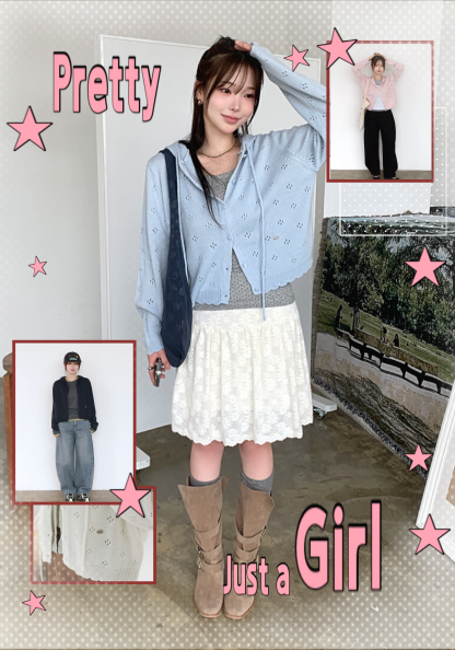 [Preorder 1st Drop Price] C702 Eyelet Pointelle Cardigan