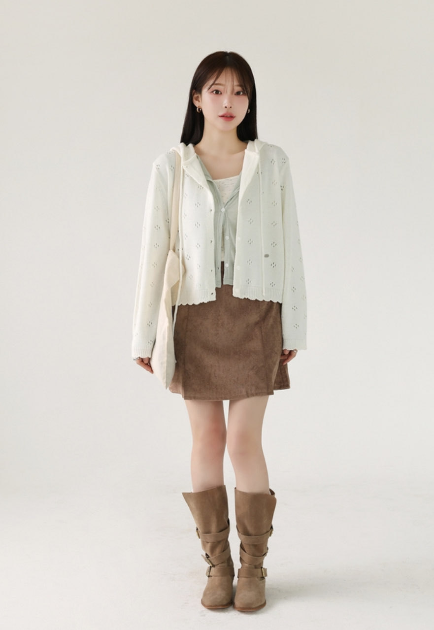 [Preorder 1st Drop Price] C702 Eyelet Pointelle Cardigan