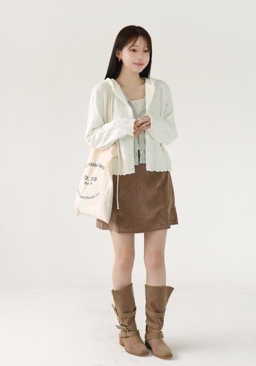 [Preorder 1st Drop Price] C702 Eyelet Pointelle Cardigan