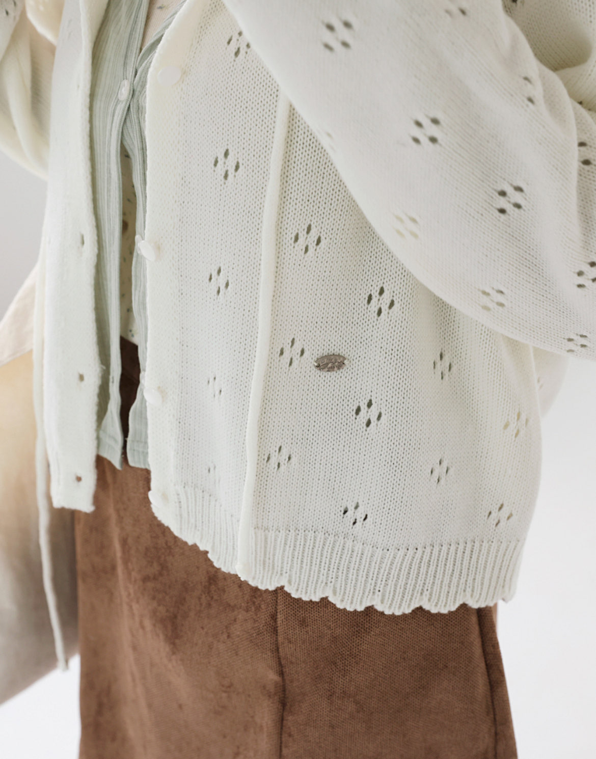 [Preorder 1st Drop Price] C702 Eyelet Pointelle Cardigan
