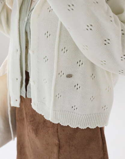[Preorder 1st Drop Price] C702 Eyelet Pointelle Cardigan