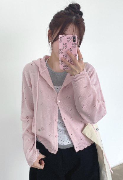 [Preorder 1st Drop Price] C702 Eyelet Pointelle Cardigan