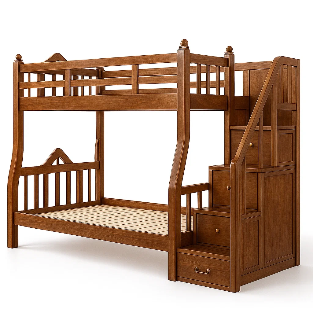 Lit superposé en bois avec escalier de rangement 200 × 100 × 175 cm