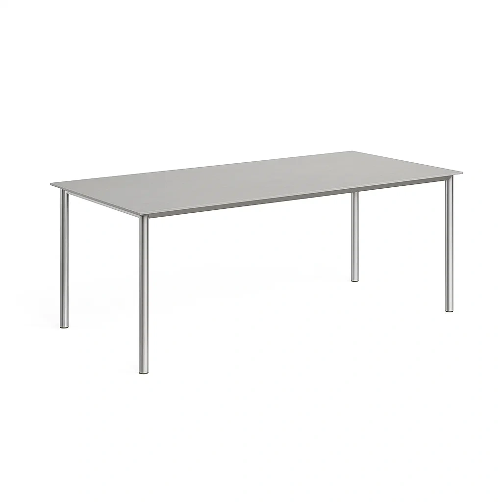 Table de salle à manger rectangulaire en acier inoxydable gris 200 × 100 × 75 cm