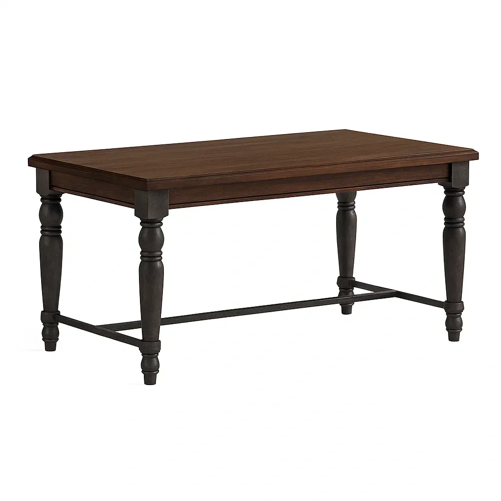 Table de salle à manger rectangulaire en bois et métal marron foncé 150 × 90 × 75 cm