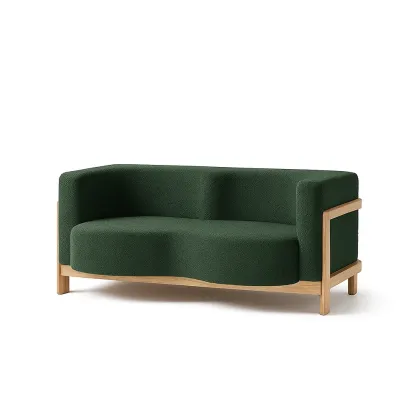 Canapé deux places en tissu polyester et bois