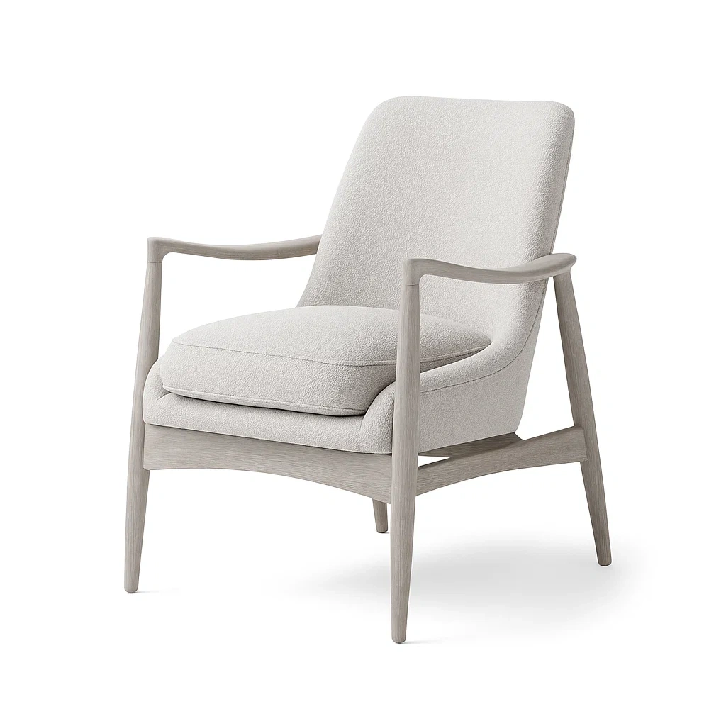 Fauteuil en tissu avec cadre en bois massif