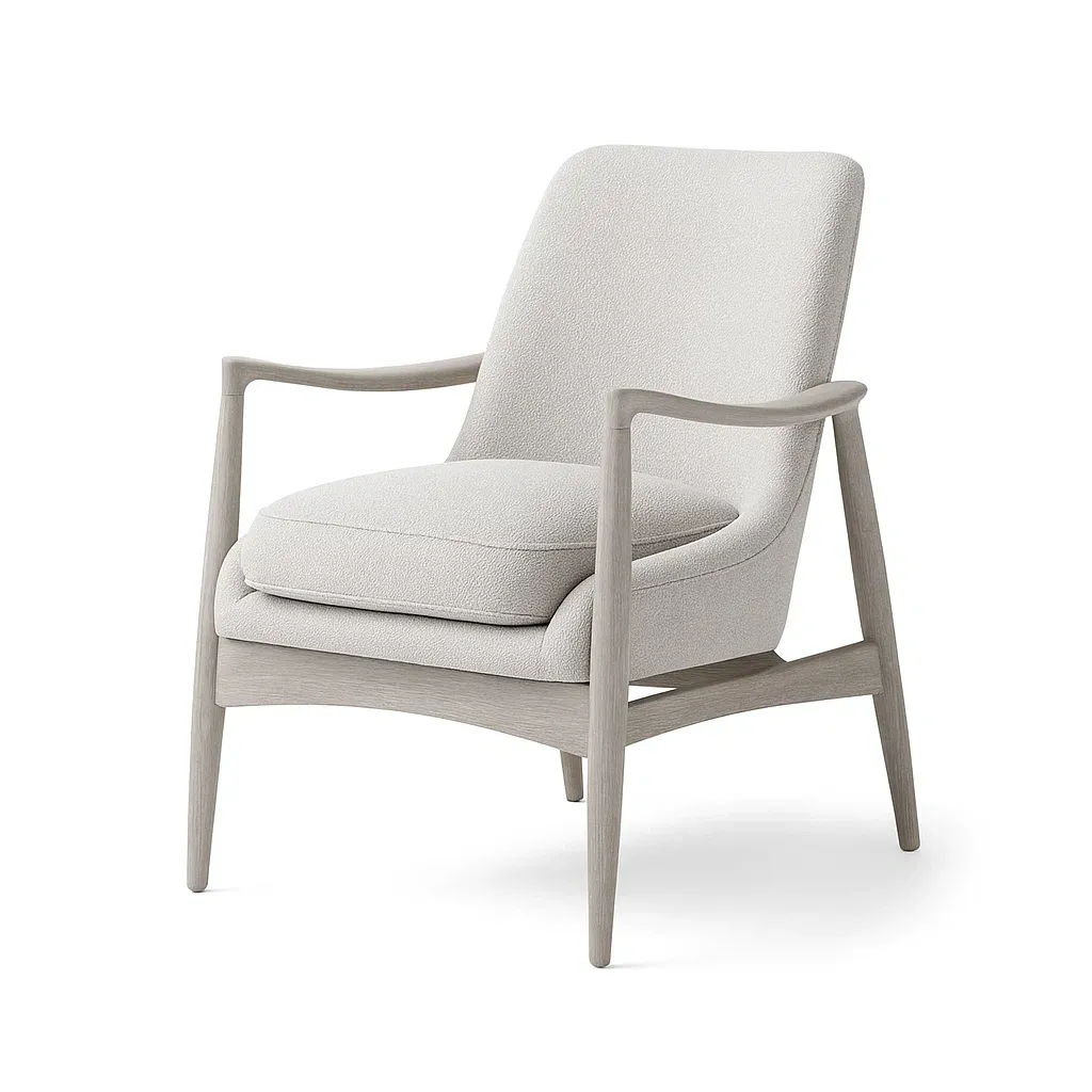 Fauteuil en tissu avec cadre en bois massif